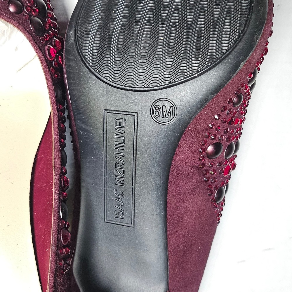 Isaac Mizrahi Live Embellished Velvet‎ Block Heel Pumps Wine Burgundy Womens 6M - Picture 9 of 11